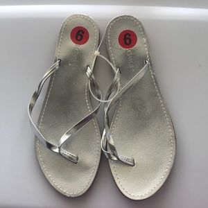 BCBGirls Metallic Silver Flip Flops Size 6